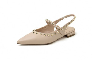 Workwear: Nude Leather Slingback Flats – Camille