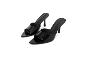 Black Patent Leather Mule Heel - Milan