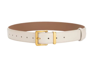 Accessories: Cream Leather Belt Gold Buckle - Sienna