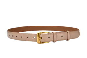 Accessories: Nude Gold Buckle Leather Belt - Rachel