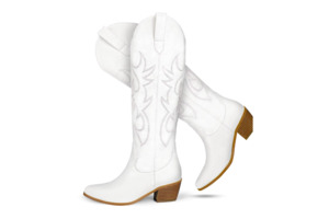 Wide Fit: Whitw Stitch Western Knee-High Boot – Rodeo