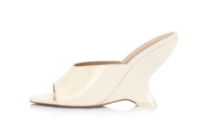 Bridal: White Leather Wedge Mule – Cleo
