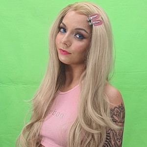 Products: Creamy blond lace front Sole Wig Works
