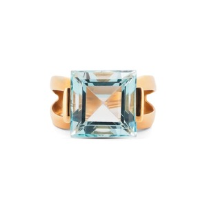 Italian Blue Topaz & 18K Gold Ring - Solitaire De Parnell