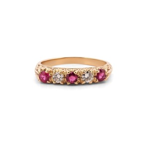 Products: Ruby & Diamond London Bridge Ring in 18K - Solitaire De Parnell