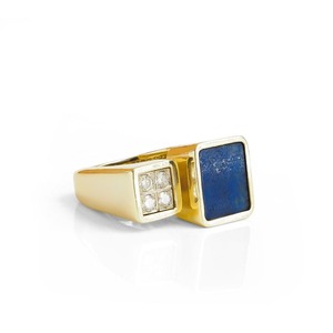 Products: Lapis & Diamond Euro-Shank Ring in 14K Gold - Solitaire De Parnell