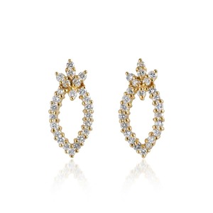 Diamond Openwork Leaf Earrings in 14K Gold - Solitaire De Parnell
