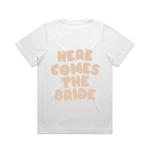 Products: Here Comes The Bride Tee | Beige on White