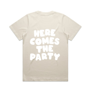 Here Comes The Party Tee | White on Ecru