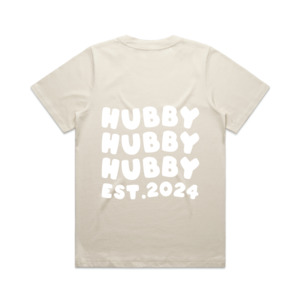 Products: Hubby Tee | White on Ecru