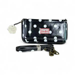 Wallets: Cotton Road Sling Wallet - Black with Large Dots