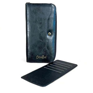 Wallets: Cotton Road Large Wallet - Black PU Leather with Card Sleeve