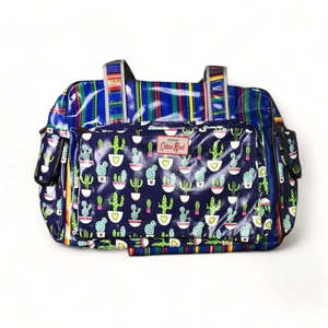 Cotton Road Nappy Bag - Navy Blue with Cactus & Stripes