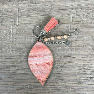 Key Rings And Tags: Ellipse Key Tags - Pink Marble