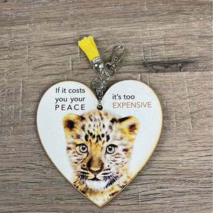 Key Rings And Tags: Key Tag - Wooden Heart Your Peace