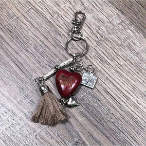 Key Tag/ Handbag Tag - Red - Heart with "John Deere Meisie"