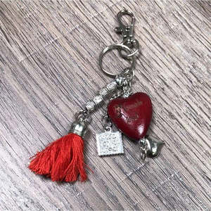 Key Tag/ Handbag Tag - Red - Heart with Donkey and "Genade"