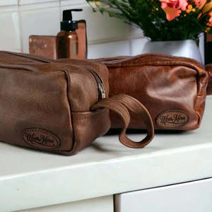 Woesmooi Genuine leather Shaving bag - Brown