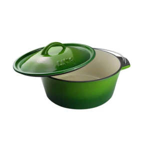 Cooking Baking: LK Flat Potjie Bake Pot 5L - GREEN Enamel(#12) *
