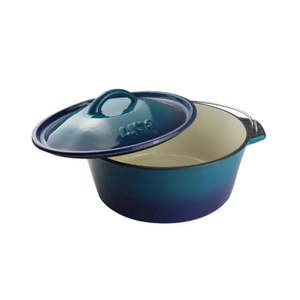 Cast Iron Pot: LK Flat Potjie Bake Pot 5L - BLUE Enamel(#12) *