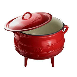 Cast Iron Pot: LK Three Legged Potjie Pot 7.8L - RED ENAMEL(#3) *