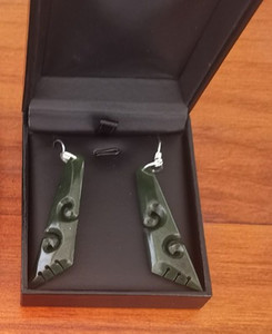 Greenstone Koru Pointed Earrings SomethingKiwi