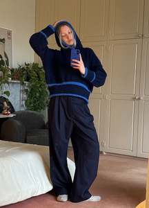 a hooded knit - navy/cobalt (made to order)