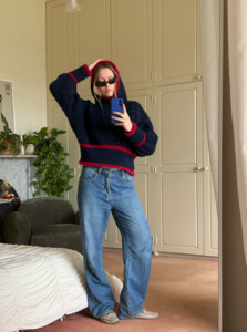 Made To Order: a hooded knit - navy/red (made to order)
