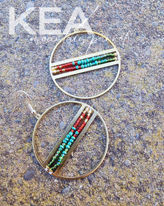 KEA Beaded Feather Circle Earrings