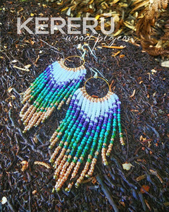 All Jewellery: KERERŪ Beaded Feather Tassel Earrings