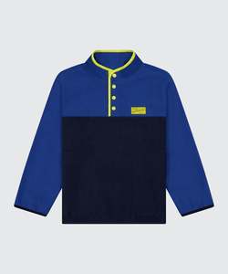 Sweatshirts: Colour Block Fleece - Blue/Ink/Yellow