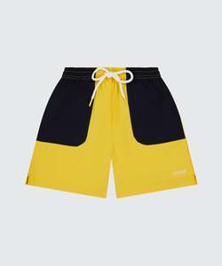 NYLON SPORTS SHORTS - LEMON / INK