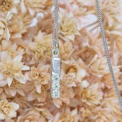 Necklaces: Pillar Pendant - White Gold with Green Sapphires