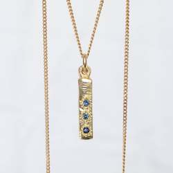 Necklaces: Pillar Pendant - Yellow Gold with Blue Sapphires