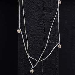 Necklaces: Seed Pod Necklace on Double Braided Grey Cord - Sterling Silver