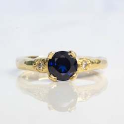 Engagement: Mira Ring - 18ct Yellow Gold with Blue Sapphire and Diamonds
