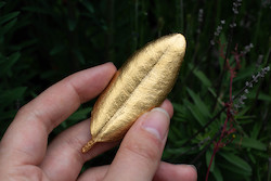 Pohutukawa Leaf Brooch - Large - Gold Plated