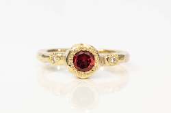 Engagement: Neve Ring - 9ct Yellow Gold with Garnet and Diamonds