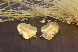 Studs: Tawhai Raunui (Red Beech) Leaf Stud Earrings - Gold Plated