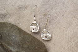 Water Drop Earrings - Sterling Silver with Red Garnets