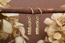 Hoops Drops: Pillar Hoop Earrings with Diamonds - 9ct Yellow Gold