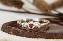 Aura Ring - Sterling Silver with Garnet and Diamonds