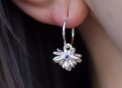 Hoops Drops: Coprosma Hoop Earrings with  Sapphires - Sterling Silver