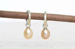 Hoops Drops: Endora Hoop Earrings - Silver with Pink Pearls
