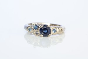 Stratus Ring - 14ct White Gold with Sapphires and Salt and Pepper Diamonds