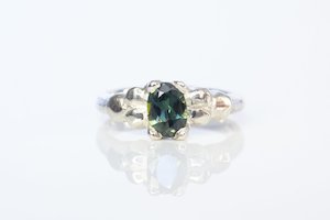 Engagement Ring: Oasis Ring - 9ct White Gold with Green Sapphire