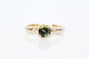 Engagement Ring: Mira Ring - 9ct Yellow Gold with 5.5mm Yellow-Green Sapphire