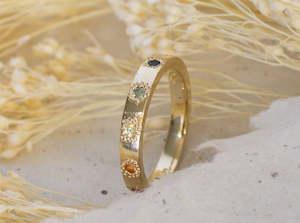 Pride: Rainbow Eternity Band - Yellow Gold with Sapphires