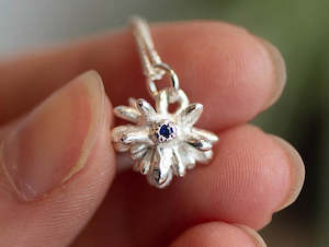 Coprosma Pendant with Sapphire - Sterling Silver
