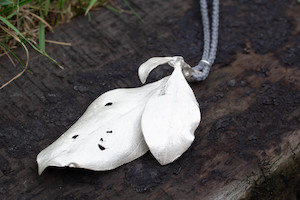 Botanical Collection: Karamu Leaf Pendant on Braided Cord - Triple - Sterling Silver